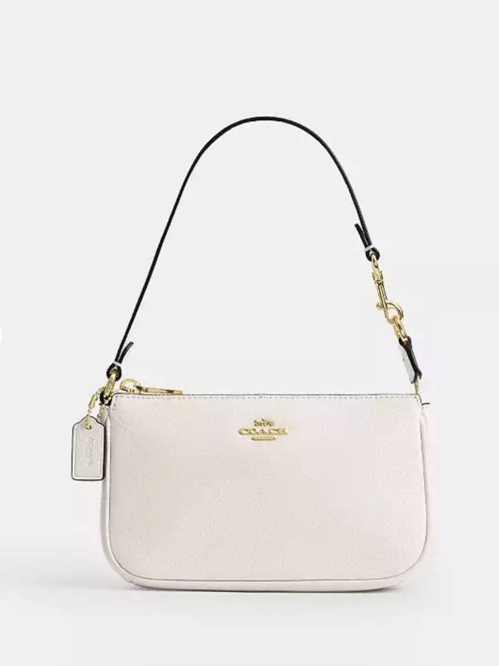 Coach Ivory Pebbled Leather Wristlet with Horse & Carriage Logo